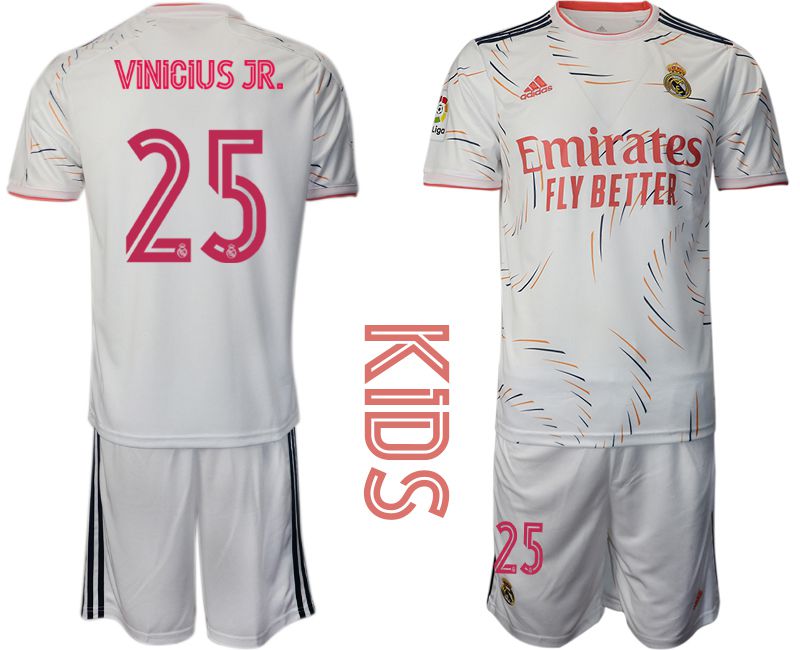 Youth 2021-2022 Club Real Madrid home white #25 Adidas Soccer Jersey->real madrid jersey->Soccer Club Jersey